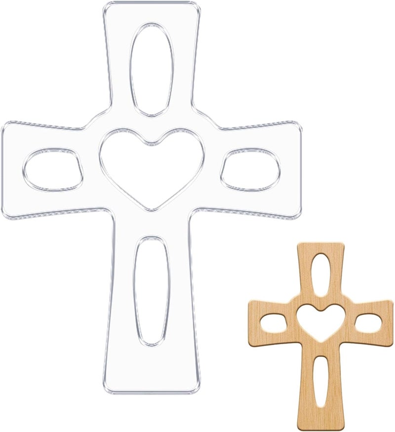 beinkmake Crosses Template Acrylic Clear Valet Tray Hollow Heart Shape Router Template for Woodworking Drawing Inlay Templates Charcuterie Board Handicraft Decorative 7.5x9.8inch - Image 1